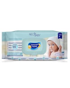 Buy Wet wipes for children Sun and Moon Neo Baby, 0 +, 99% water, big-pack with a lid, 100 pcs | Online Pharmacy | https://pharm-pills.com