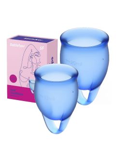 Buy Menstrual cup set, 2 pcs. 15 and 20 ml. Satisfyer Feel confident Menstrual Cup Dark Blue | Online Pharmacy | https://pharm-pills.com