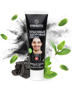 Buy Synergetic toothpaste Natural whitening 'CHARCOAL + MINT' natural, fluoride-free, 100g | Online Pharmacy | https://pharm-pills.com