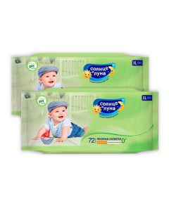 Buy Sun and Moon Baby wet wipes, Aloe Vera, 72 x 2 packs | Online Pharmacy | https://pharm-pills.com