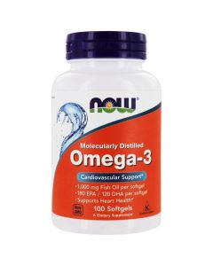 Buy Now Foods, Omega-3, dietary supplement to support the cardiovascular system, purified by molecular level, 100 capsules | Online Pharmacy | https://pharm-pills.com