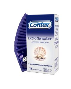 Buy Contex Extra Sensation condoms, with large dots and ribs for extra stimulation of both partners, 12 pcs | Online Pharmacy | https://pharm-pills.com