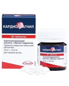 Buy Cardiomagnet Tablets p / o plen., 75 mg + 15.2 mg, # 30 | Online Pharmacy | https://pharm-pills.com