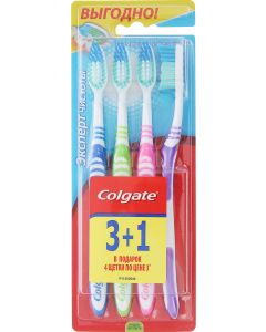 Buy Colgate Toothbrush Expert of cleanliness, medium hardness, assorted colors, 3 + 1 | Online Pharmacy | https://pharm-pills.com