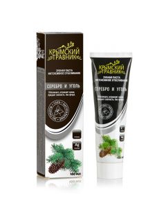 Buy Toothpaste Silver and charcoal Crimean Herbalist Whitens, removes odor, gives freshness, fluoride-free, 100 ml | Online Pharmacy | https://pharm-pills.com