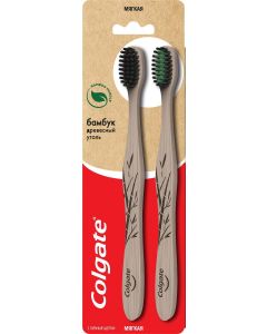 Buy Colgate Toothbrush Bamboo, with charcoal, soft, CN08011A, black, 2 pcs | Online Pharmacy | https://pharm-pills.com