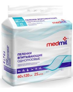 Buy Medical diaper Medmil Absorbent disposable diaper Optima, 60 x 120 cm, 25 pcs | Online Pharmacy | https://pharm-pills.com