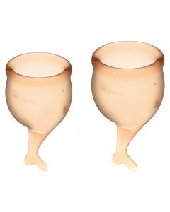 Buy Satisfyer Feel Secure menstrual cups, 2 pcs, orange color, storage bag included | Online Pharmacy | https://pharm-pills.com