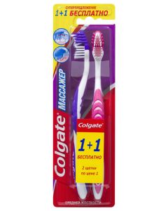 Buy Colgate Toothbrush 'Massager', medium hard, 1 + 1 free, assorted | Online Pharmacy | https://pharm-pills.com