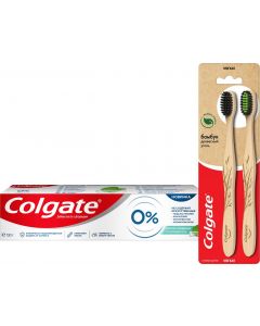 Buy Colgate Toothbrush Bamboo Charcoal black, soft, 2 pcs + Toothbrush Soft caries cleaning , 130 g | Online Pharmacy | https://pharm-pills.com