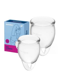 Buy Menstrual Cup Set, 2pcs. 15 and 20 ml. Satisfyer Feel confident Menstrual Cup Transparent | Online Pharmacy | https://pharm-pills.com