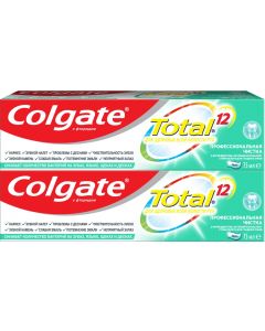 Buy Colgate Total 12 Toothpaste Professional cleaning (gel), complex, antibacterial, 2 pieces of 75 ml each  | Online Pharmacy | https://pharm-pills.com