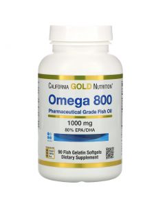 Buy California Gold Nutrition, Cardiovascular Supplement, Omega 800, Fish Oil, 80% EPA / DHA, Triglyceride, 1000 mg, 90 Fish Gelatin Softgels | Online Pharmacy | https://pharm-pills.com