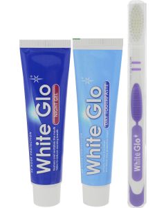 Buy White Glo set Day toothpaste 100 grams + Night gel 85 grams + Toothbrush flosser | Online Pharmacy | https://pharm-pills.com