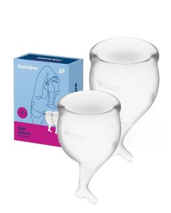 Buy A set of menstrual cups 2 pcs. 15 and 20 ml. Satisfyer Feel Secure Menstrual Cup Transparent | Online Pharmacy | https://pharm-pills.com