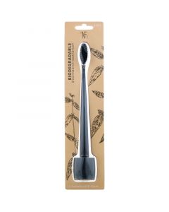 Buy The Natural Family Co., Toothbrush from Cornstarch, Biodegradable, Black, Soft, 1 Toothbrush & Stand | Online Pharmacy | https://pharm-pills.com