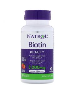 Buy Biotin for hair and Beards, Natrol Strawberry Flavor, 5,000 mcg, 90 Tab | Online Pharmacy | https://pharm-pills.com