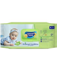 Buy Sun and moon Wet wipes for children, with linden extract, 100 pcs | Online Pharmacy | https://pharm-pills.com