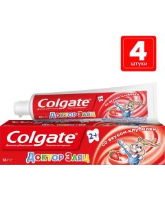 Buy Colgate Toothpaste Children's Doctor Hare Strawberry flavor, 50 ml х 4 pcs | Online Pharmacy | https://pharm-pills.com