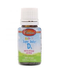 Buy Carlson Labs, Vitamin D3 for children, Super Daily, 10 mcg (400 IU), 10.3 ml | Online Pharmacy | https://pharm-pills.com