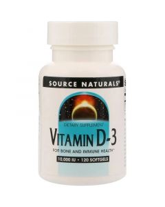 Buy Source Naturals, Vitamin D-3, 10,000 IE, 120 soft capsules | Online Pharmacy | https://pharm-pills.com