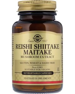 Buy Solgar, Reishi Shiitake Maitake 'Reishi, Shiitake and Meitake Mushroom Extract', 50 capsules | Online Pharmacy | https://pharm-pills.com