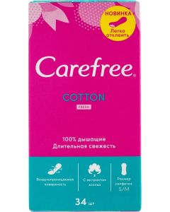 Buy Carefree 'Cotton Fresh' panty liners, with cotton extract, flavored, 34 pcs | Online Pharmacy | https://pharm-pills.com