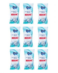 Buy Wet wipes Aura antibacterial 9 pack | Online Pharmacy | https://pharm-pills.com