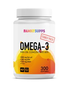 Buy Omega-3 60% (Fish Oil) Family Supps 'Omega-3 60%' (Fish Oil), 500 mg, 300 capsules | Online Pharmacy | https://pharm-pills.com