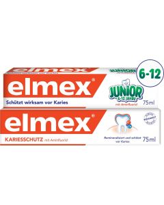 Buy Elmex Junior Toothpaste, for children from 6 to 12 years old, 75 ml + Caries protection, 75 ml  | Online Pharmacy | https://pharm-pills.com