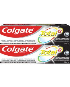 Buy Toothpaste Colgate Total 12 Deep Cleansing, complex, antibacterial, with charcoal, 75 ml х 2 pcs | Online Pharmacy | https://pharm-pills.com