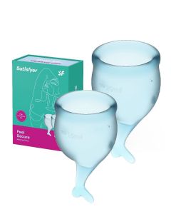 Buy Menstrual cup set 2 pcs. 15 and 20 ml. Satisfyer Feel Secure Menstrual Cup Light Blue | Online Pharmacy | https://pharm-pills.com