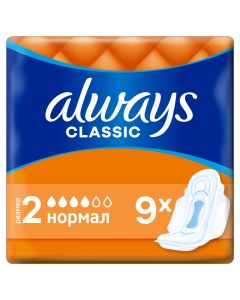 Buy Feminine hygiene pads with wings ALWAYS Classic Normal Dry size 1, 9 pcs. | Online Pharmacy | https://pharm-pills.com