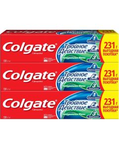 Buy Colgate Triple action Natural mint Toothpaste, complex, 3 pcs, 150 ml each  | Online Pharmacy | https://pharm-pills.com