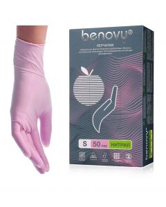 Buy Benovy Nitrile gloves, 100 pcs, S, pink | Online Pharmacy | https://pharm-pills.com