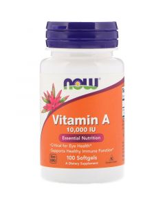 Buy Now Foods, Vitamin A, 10,000 IU, 100 soft tablets | Online Pharmacy | https://pharm-pills.com