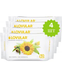 Buy A set of Lovular wet wipes with calendula, 4 packs of 62 pcs each  | Online Pharmacy | https://pharm-pills.com