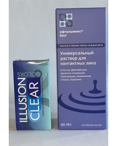 Buy Contact lenses ILLUSION Clear + bio80 3 months, -1.50 / 14 / 8.6, transparent, 2 pcs. | Online Pharmacy | https://pharm-pills.com