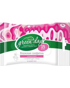 Buy Greenday Wet wipes Rose and lavender, 15 pcs | Online Pharmacy | https://pharm-pills.com