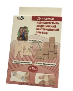 Buy Adhesive plaster SFM Hospital Products SFM set FOR FAMILY No. 25 bactericidal, 25 pcs. | Online Pharmacy | https://pharm-pills.com