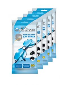 Buy OptiClean optics wet wipes, 20 pcs., set of 5 packs | Online Pharmacy | https://pharm-pills.com