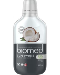 Buy Biomed Superwhite mouthwash without fluoride enhances the whitening properties of toothpaste with coconut extract 6+, 500 ml | Online Pharmacy | https://pharm-pills.com