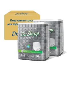 Buy Dr.Skipp diaper pants for adults, size L-3, (100-140 cm), 40 pcs. (2 pack of 20), breathable | Online Pharmacy | https://pharm-pills.com