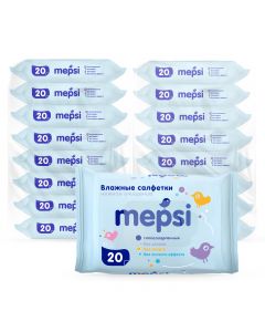 Buy Mepsi Children's wet wipes, 360 pcs (18 pack x 20 pcs) | Online Pharmacy | https://pharm-pills.com