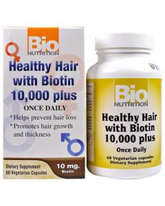 Buy Bio Nutrition, Biotin Hair Health Supplement 10,000, 60 Vegetarian Capsules  | Online Pharmacy | https://pharm-pills.com