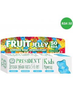 Buy President Kids 'Fruit Jelly' toothpaste from 3 to 6 years old, with fruit jelly flavor (no fluoride), 50 ml | Online Pharmacy | https://pharm-pills.com