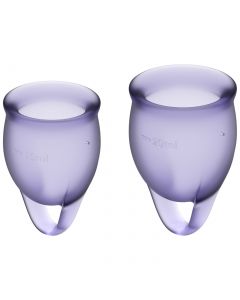 Buy Satisfyer Feel Confident menstrual cups, 2 pieces, purple, storage bag included | Online Pharmacy | https://pharm-pills.com