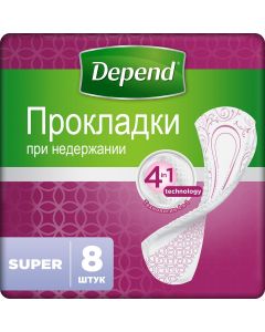 Buy Depend Female incontinence pads 'Super', 8 pcs | Online Pharmacy | https://pharm-pills.com