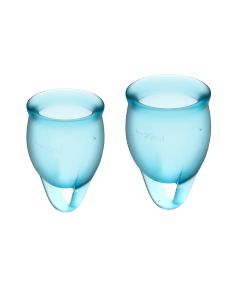 Buy Satisfyer Feel Confident menstrual cups, 2 pieces, color blue, storage bag included | Online Pharmacy | https://pharm-pills.com