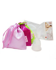 Buy Menstrual cup 'Practitioner' in a satin bag, transparent M LilaCup 22 ml | Online Pharmacy | https://pharm-pills.com